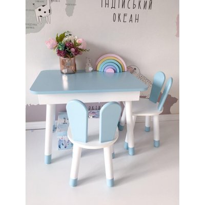 Детский прямоугольный стол с пеналом и 2 стула Зайчик 98643 фото