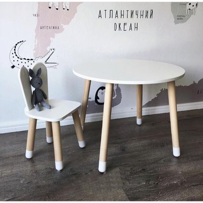 Дитячий круглий стіл і стільчик (Зайчик) білий 1080 фото