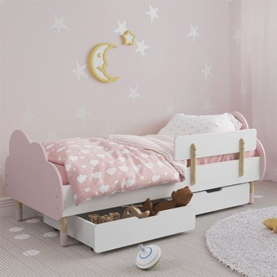 Детская кроватка (Облако) цвет розовый с бортиком (классика) и ящиками 142361 фото