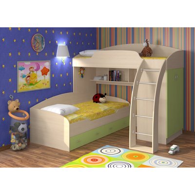 Двоярусне ліжко D-035. Дитяча кімната 102 фото