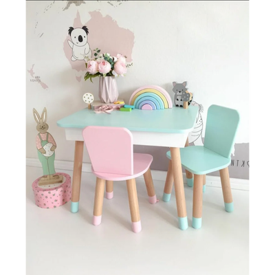 Детский прямоугольный стол с пеналом и 2 стульчика (Классика) 4535 фото