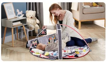 Килимок Kinderkraft Smartplay, що розвиває, білий чорний червоний колір 126 см х 46 см 54347480 фото